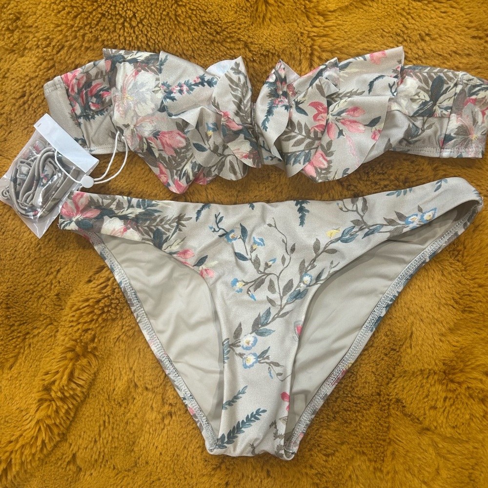 Zimmermann Floral Bikini Set- Cream and Pink, size XS - NW/Out Tags